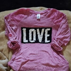 Total Girl Pink Sweatshirt with Sequin 'LOVE' Design